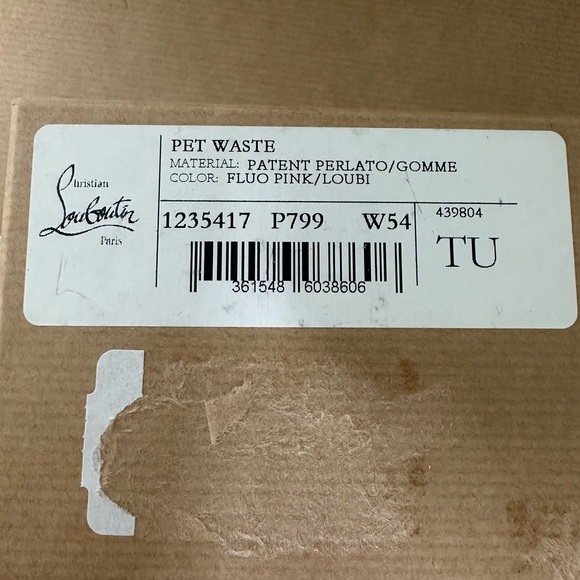 NWB Christian LOUBOUTIN Dog Pet Waste Carrier Fluorescent Pink Leather & Patent - Picture 4 of 11